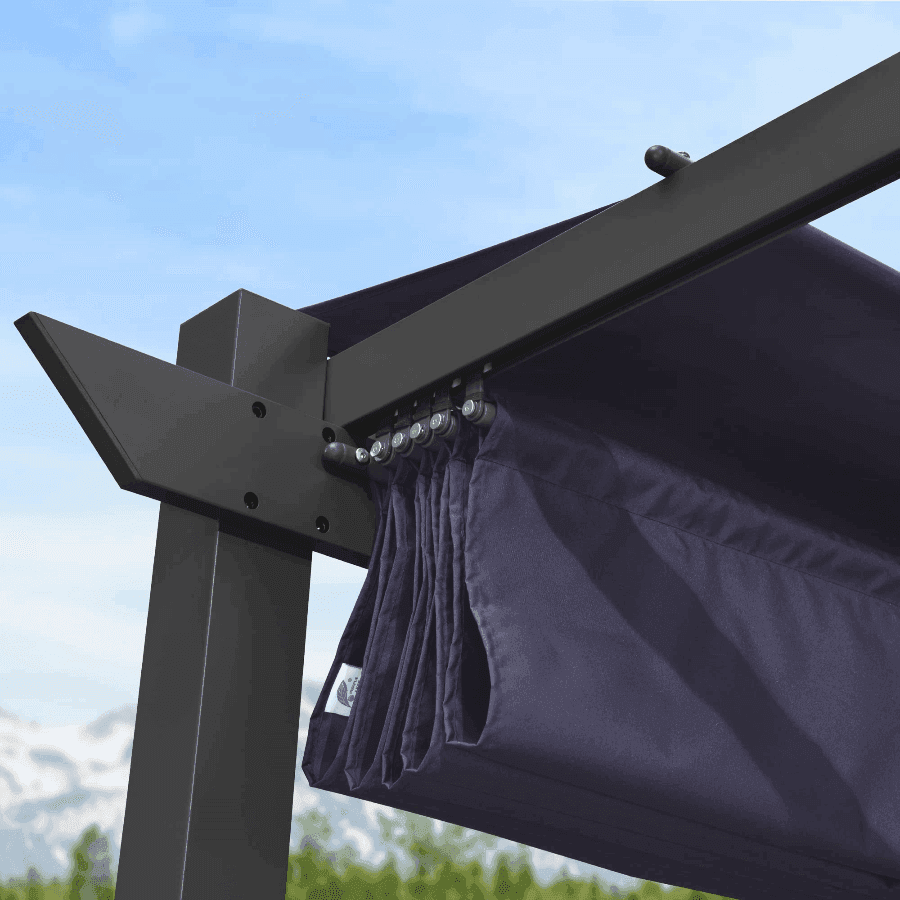 PURPLE LEAF Outdoor Retractable Pergola with Sun Shade Canopy Patio Aluminum Pergola With Lights