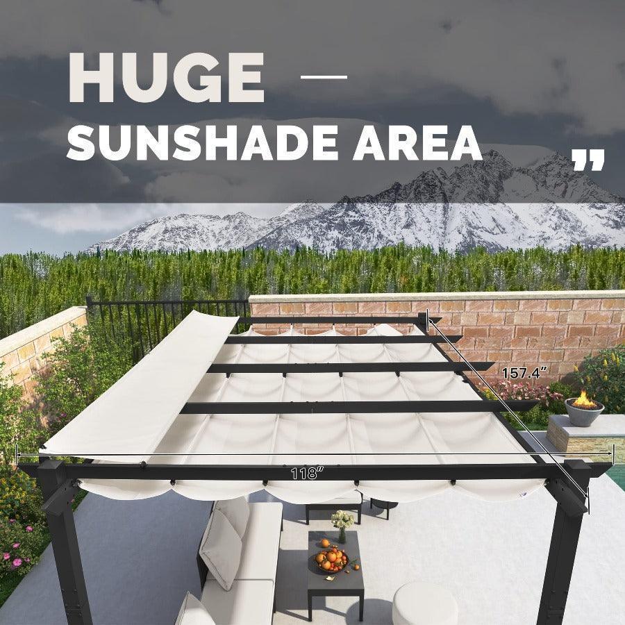 PURPLE LEAF Outdoor Retractable Pergola with Sun Shade Canopy Patio Aluminum Pergola With Lights