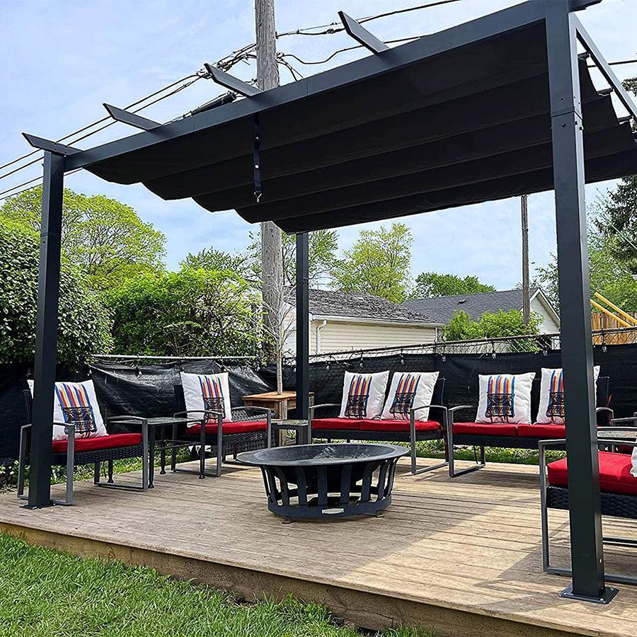PURPLE LEAF Outdoor Retractable Pergola with Sun Shade Canopy Patio Aluminum Pergola With Lights