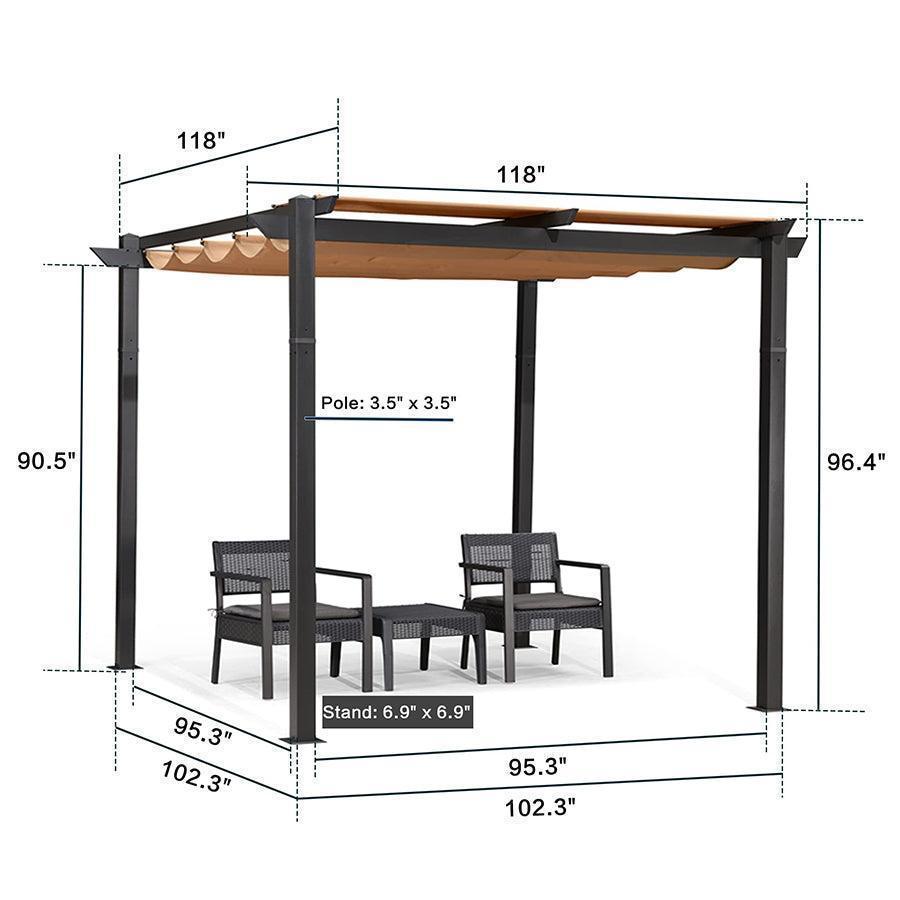 PURPLE LEAF Outdoor Retractable Pergola with Sun Shade Canopy Patio Aluminum Pergola With Lights