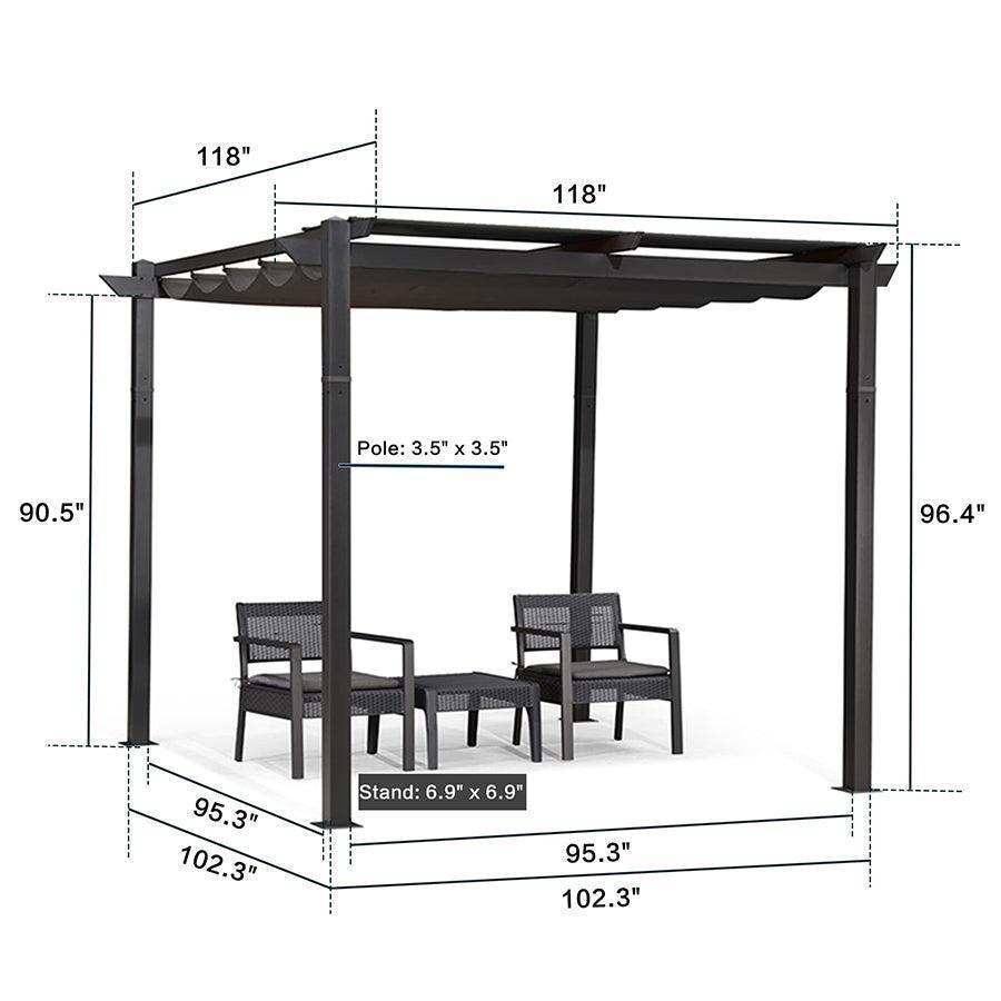 PURPLE LEAF Outdoor Retractable Pergola with Sun Shade Canopy Patio Aluminum Pergola With Lights