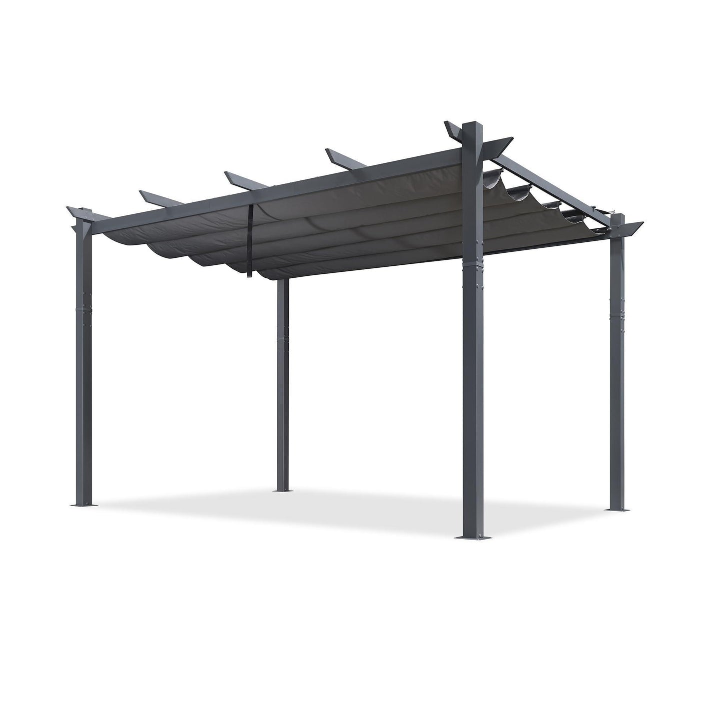 PURPLE LEAF Patio Retractable Pergola with Shade Canopy Modern Grill Gazebo Metal Shelter Pavilion for Porch Deck Garden Backyard With Lights