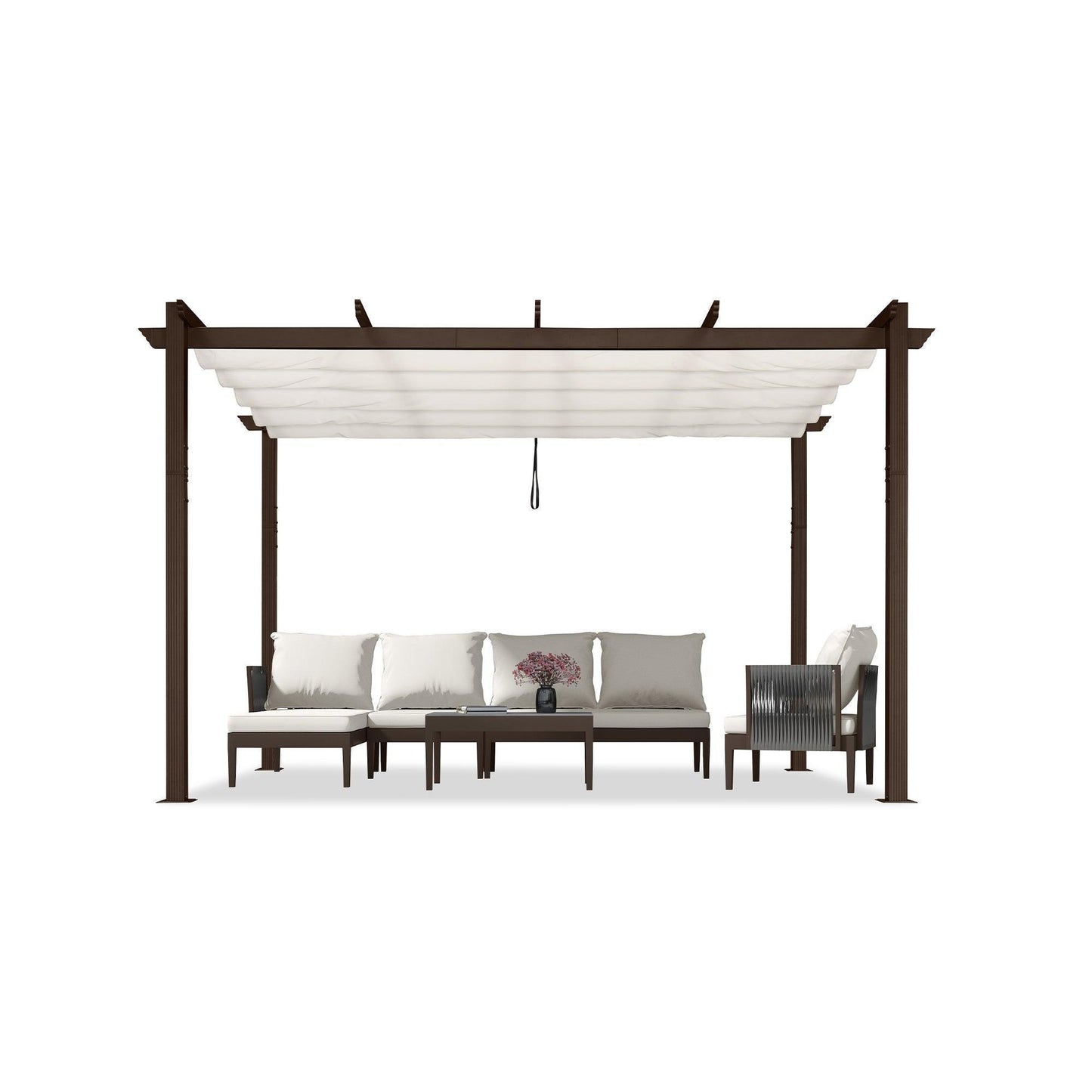 PURPLE LEAF Pergola Outdoor Retractable Metal Pergola with Canopy Patio Pergola with Shade Cover for Garden With Lights
