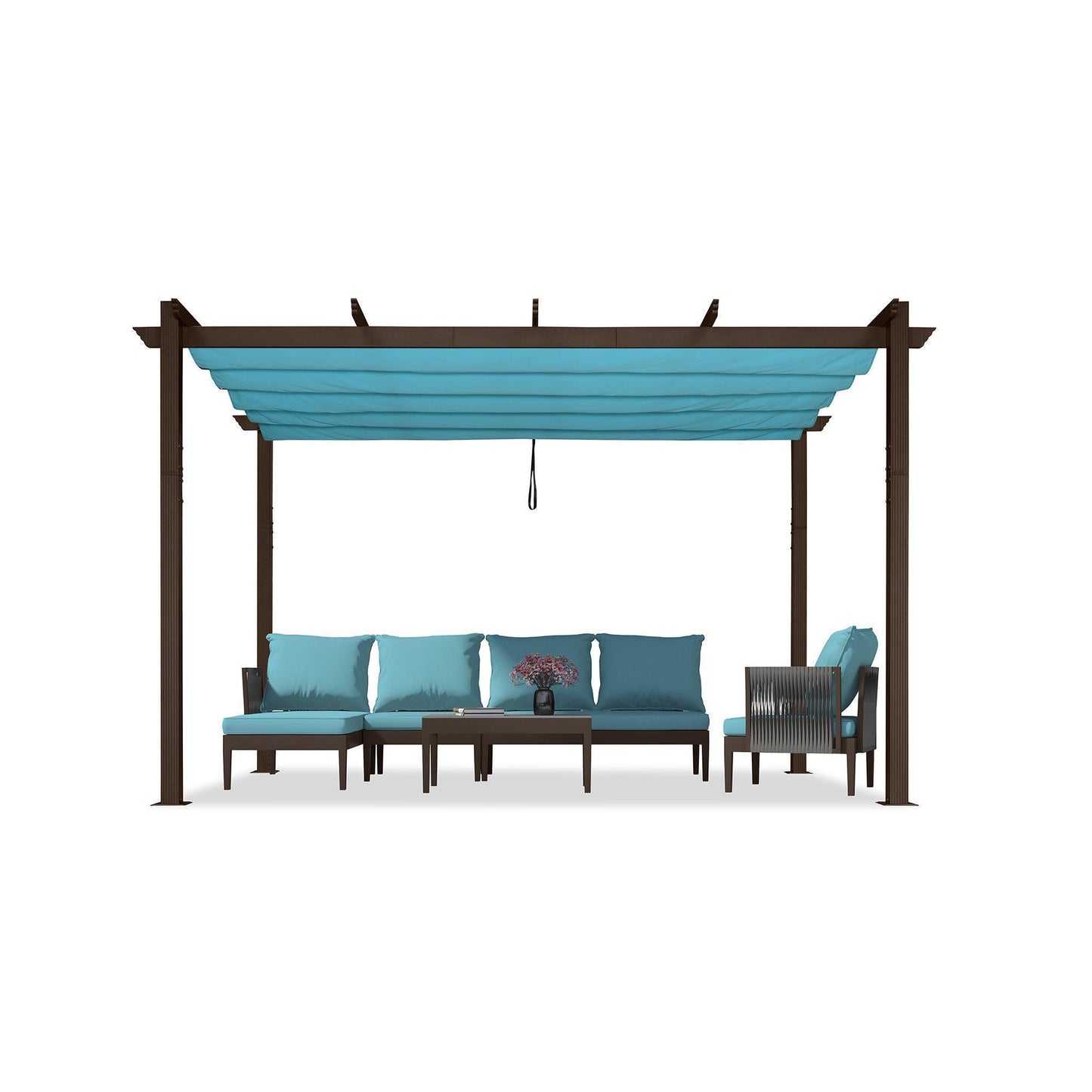 PURPLE LEAF Pergola Outdoor Retractable Metal Pergola with Canopy Patio Pergola with Shade Cover for Garden With Lights