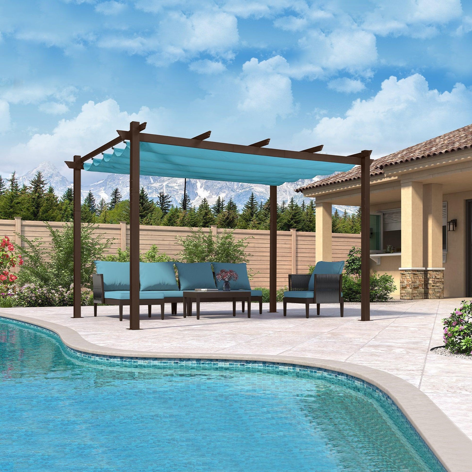PURPLE LEAF Pergola Outdoor Retractable Metal Pergola with Canopy Patio Pergola with Shade Cover for Garden Pool Yard Beach Deck - Purple Leaf Garden