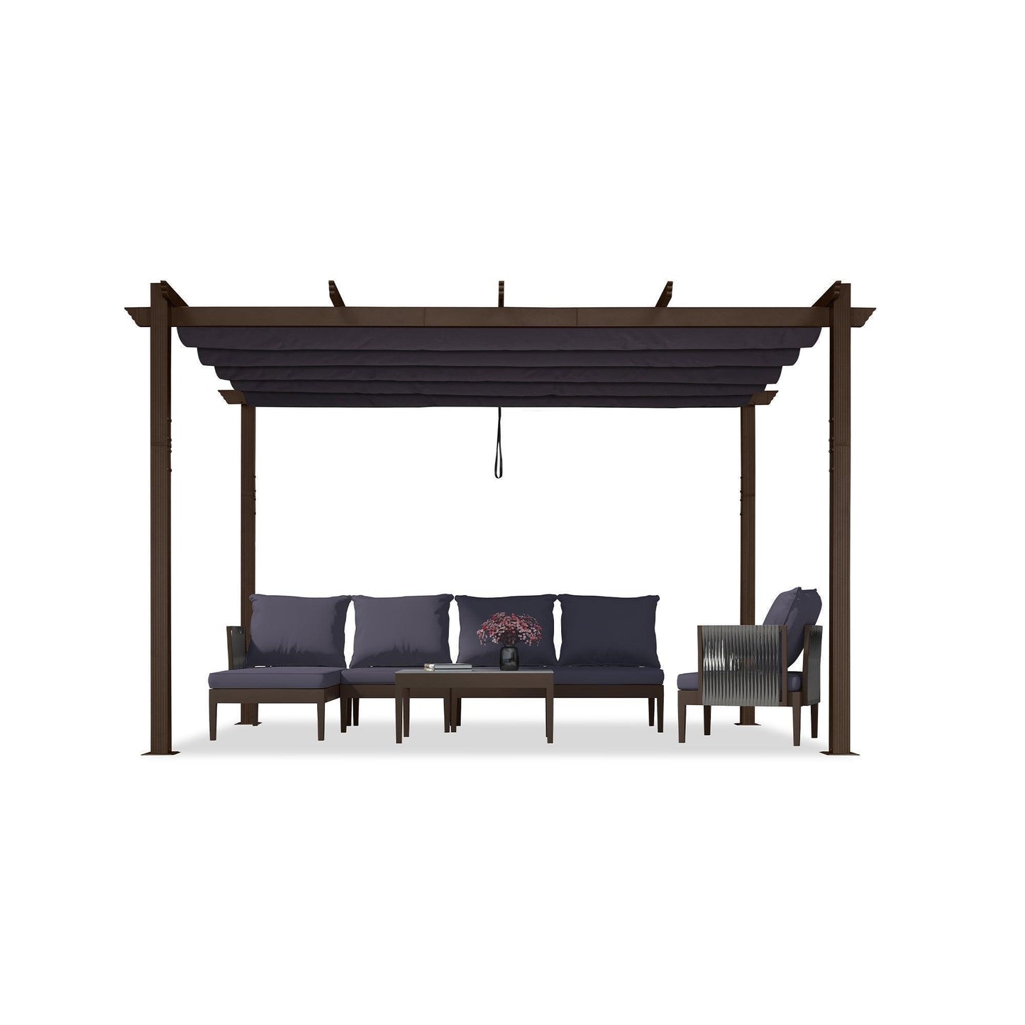 PURPLE LEAF Pergola Outdoor Retractable Metal Pergola with Canopy Patio Pergola with Shade Cover for Garden With Lights