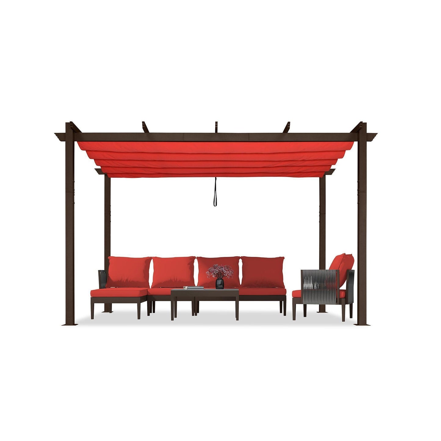 PURPLE LEAF Pergola Outdoor Retractable Metal Pergola with Canopy Patio Pergola with Shade Cover for Garden With Lights