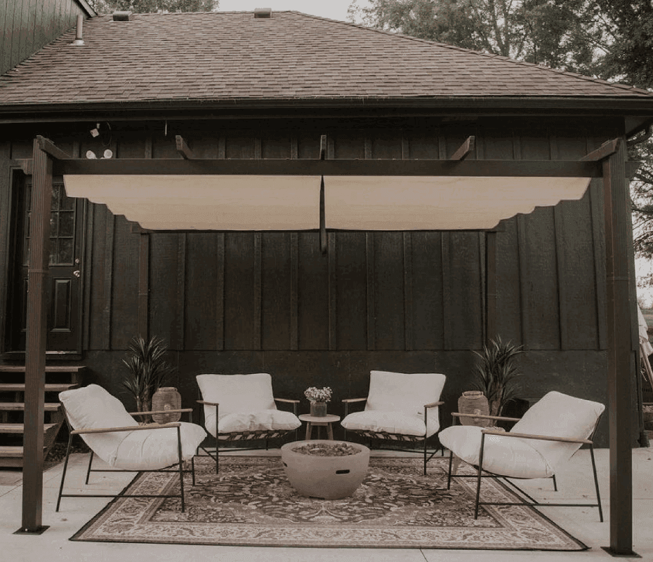 PURPLE LEAF Pergola Outdoor Retractable Metal Pergola with Canopy Patio Pergola with Shade Cover for Garden With Lights