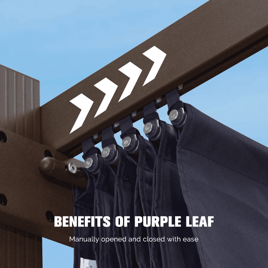 PURPLE LEAF Pergola Outdoor Retractable Metal Pergola with Canopy Patio Pergola with Shade Cover for Garden With Lights