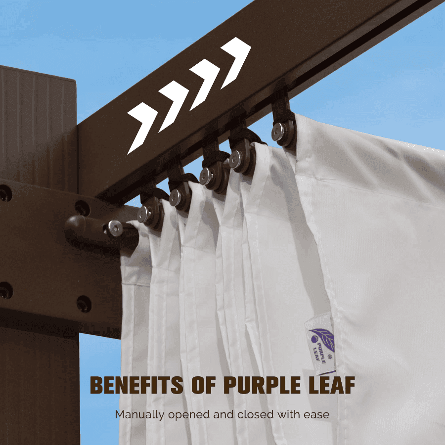 PURPLE LEAF Pergola Outdoor Retractable Metal Pergola with Canopy Patio Pergola with Shade Cover for Garden With Lights
