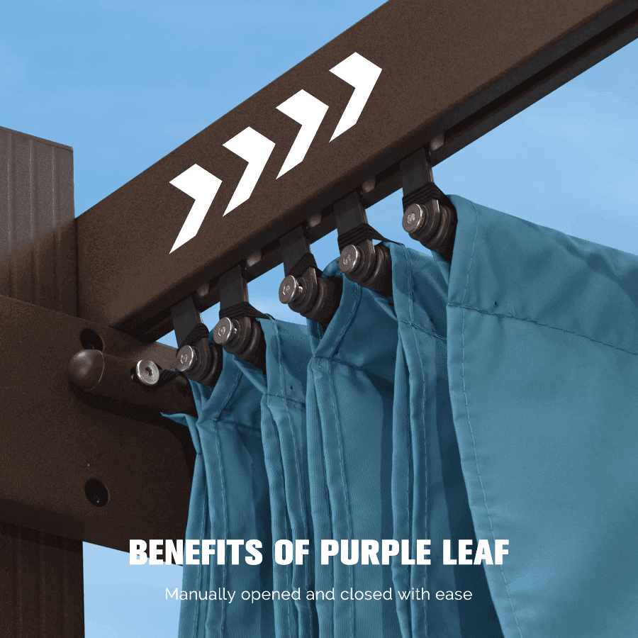 PURPLE LEAF Pergola Outdoor Retractable Metal Pergola with Canopy Patio Pergola with Shade Cover for Garden With Lights