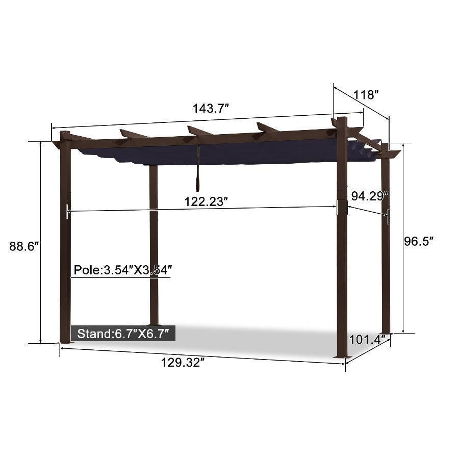 PURPLE LEAF Pergola Outdoor Retractable Metal Pergola with Canopy Patio Pergola with Shade Cover for Garden With Lights