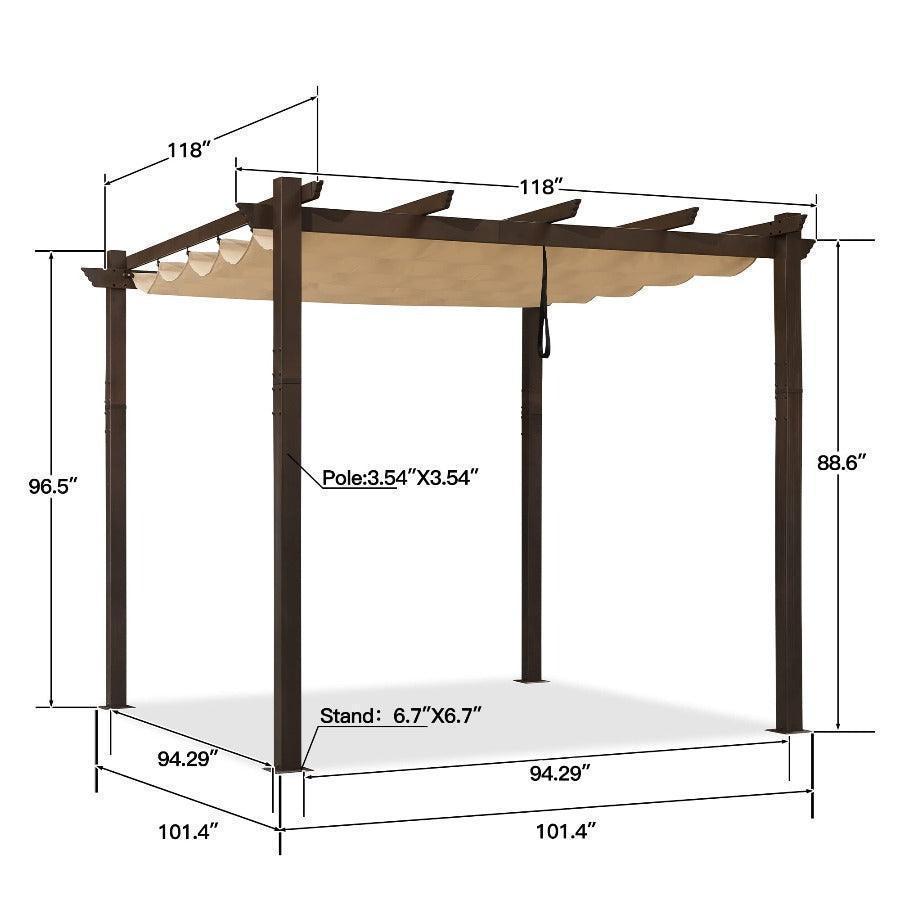 PURPLE LEAF Pergola Outdoor Retractable Metal Pergola with Canopy Patio Pergola with Shade Cover for Garden With Lights