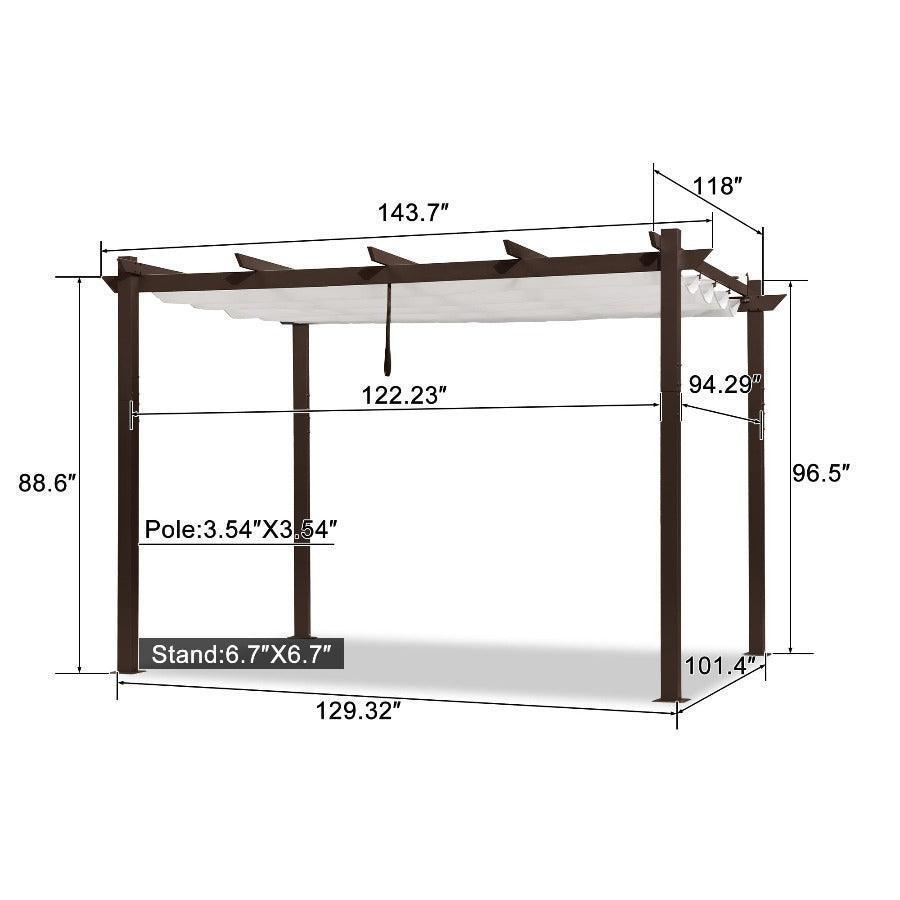 PURPLE LEAF Pergola Outdoor Retractable Metal Pergola with Canopy Patio Pergola with Shade Cover for Garden With Lights