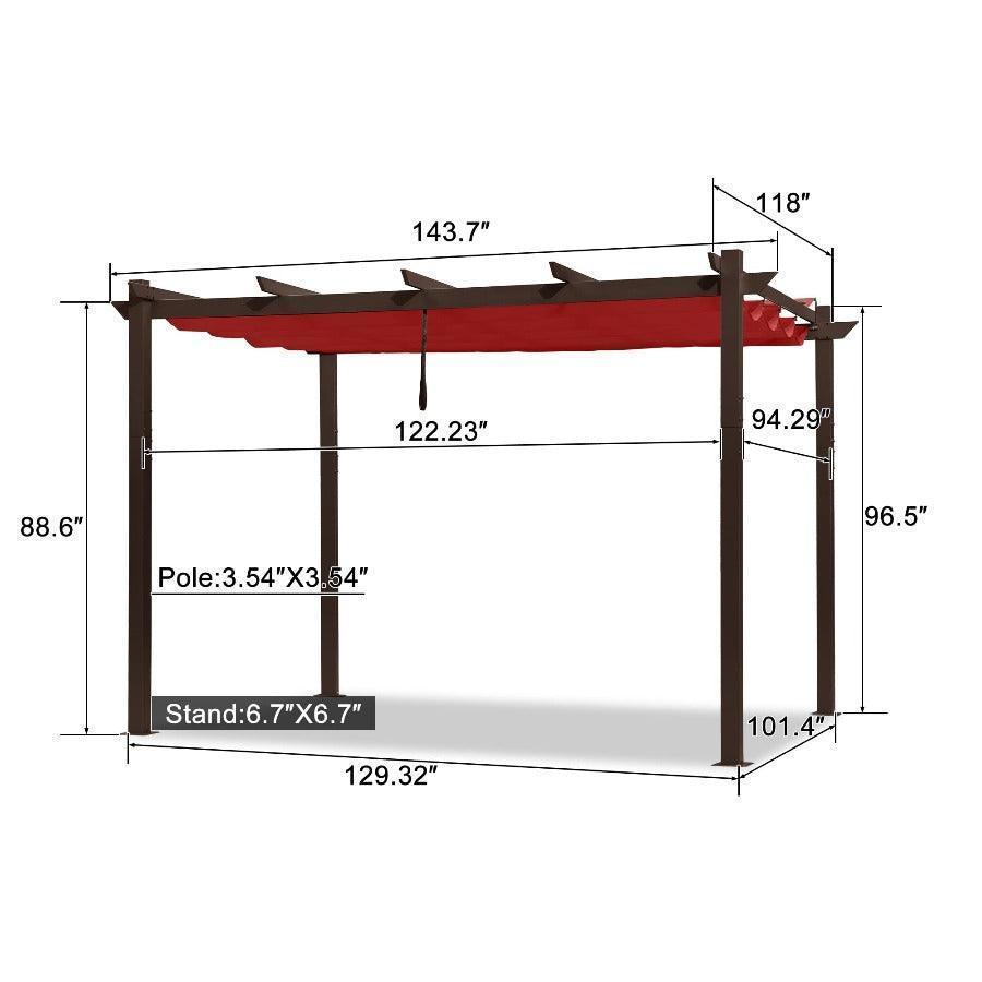 PURPLE LEAF Pergola Outdoor Retractable Metal Pergola with Canopy Patio Pergola with Shade Cover for Garden With Lights