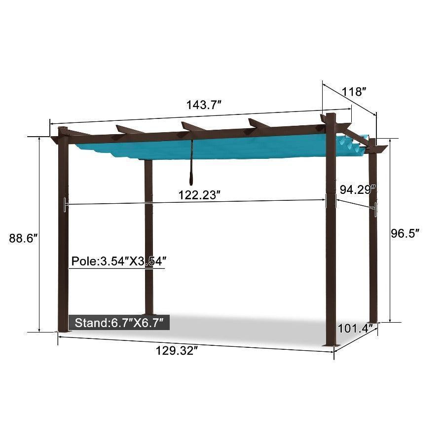 PURPLE LEAF Pergola Outdoor Retractable Metal Pergola with Canopy Patio Pergola with Shade Cover for Garden With Lights