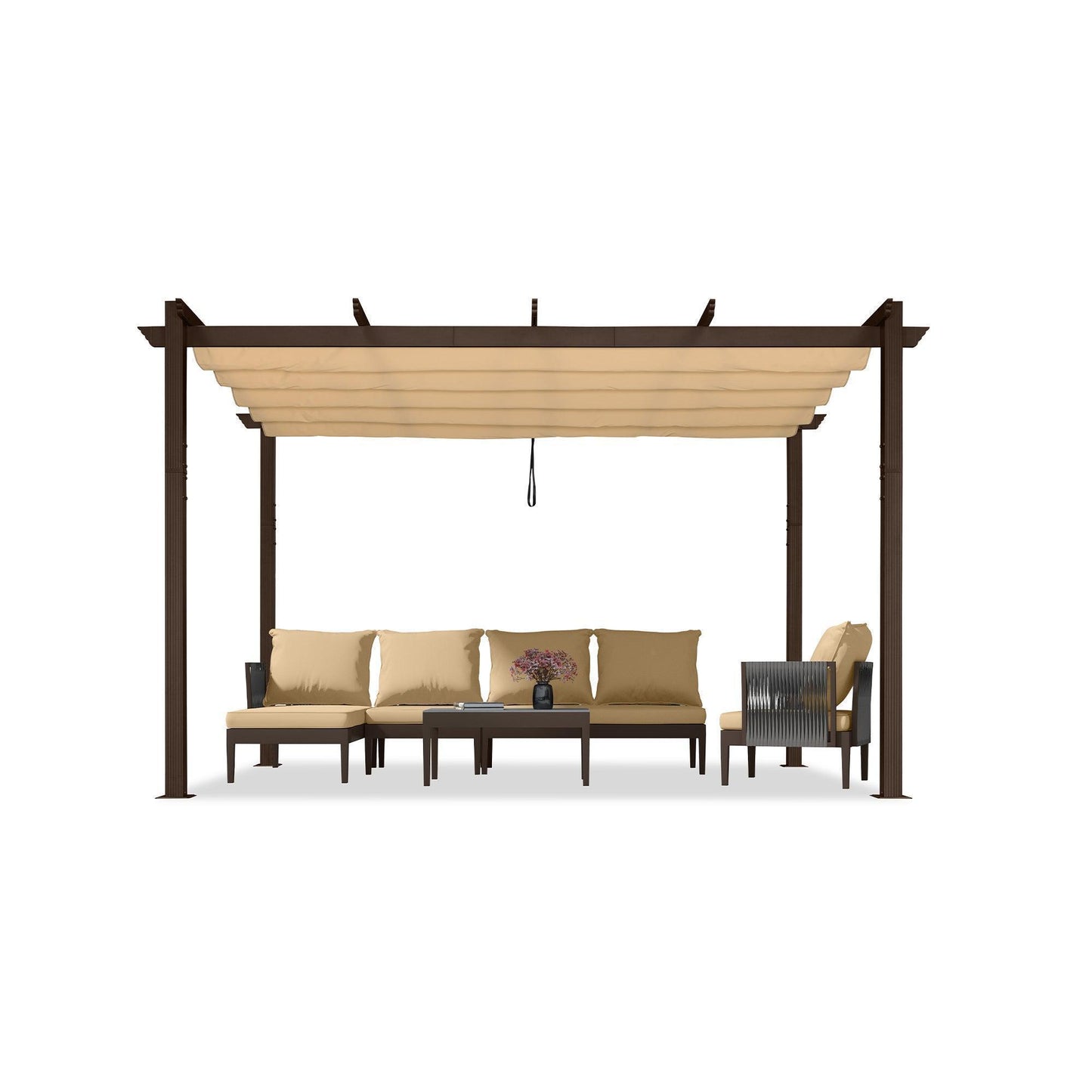 PURPLE LEAF Pergola Outdoor Retractable Metal Pergola with Canopy Patio Pergola with Shade Cover for Garden With Lights