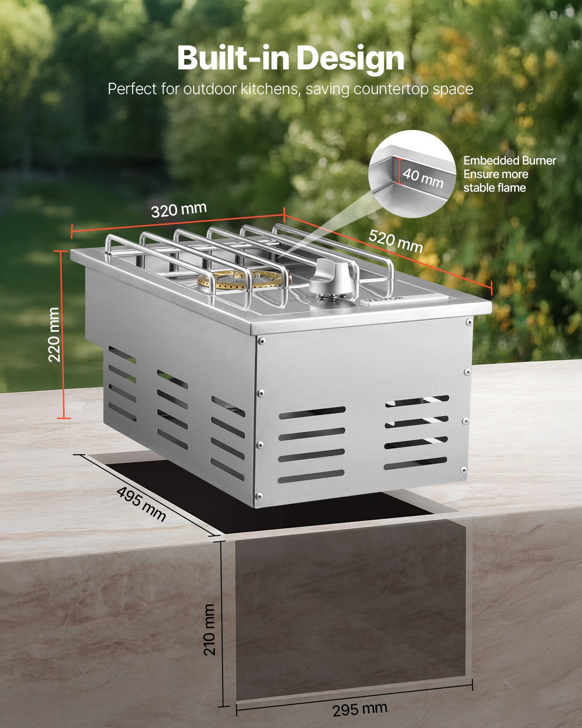 Vevor Side Burner for Outdoor Grill 15,000 BTU Propane and Natural Gas New
