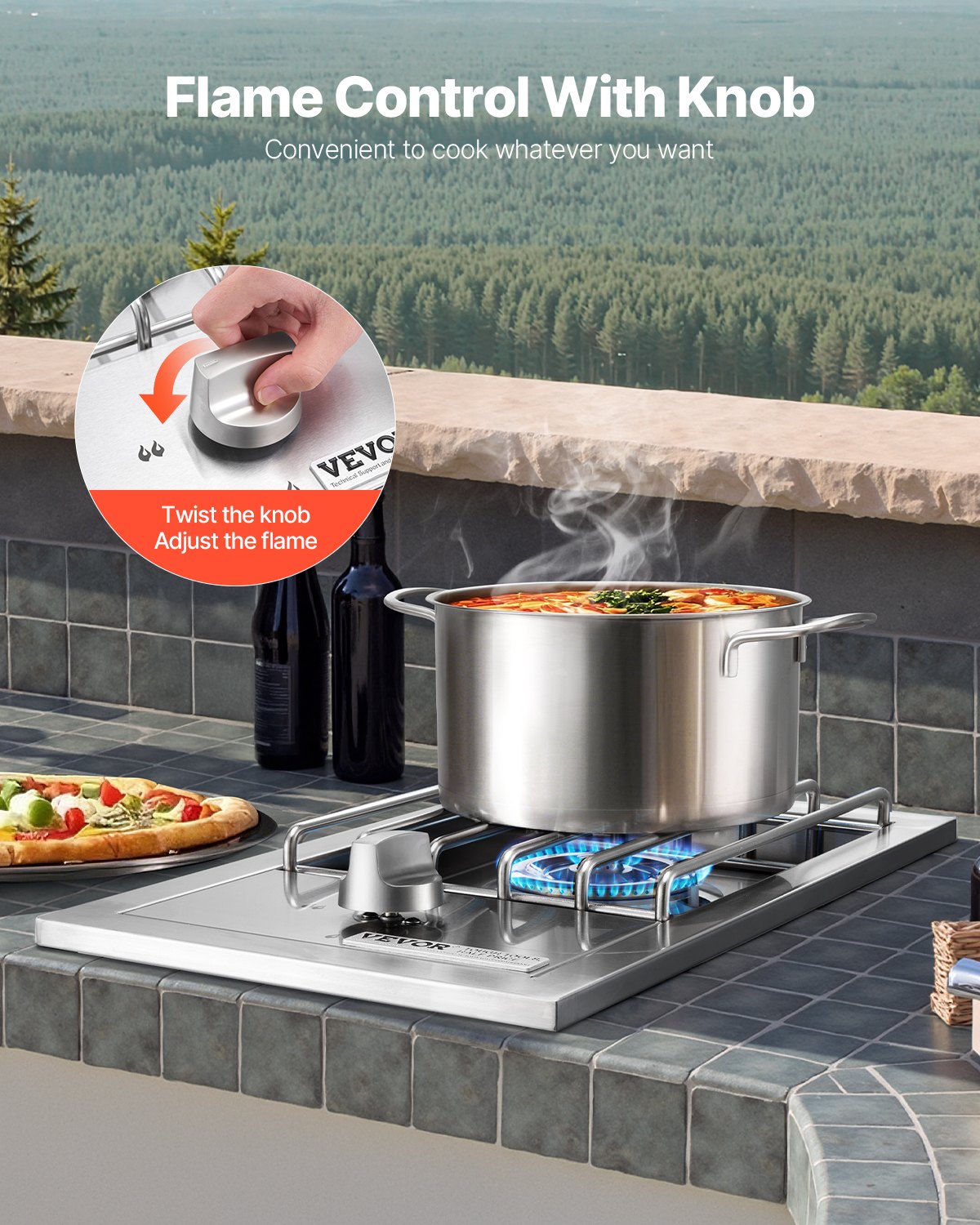 Vevor Side Burner for Outdoor Grill 15,000 BTU Propane and Natural Gas New