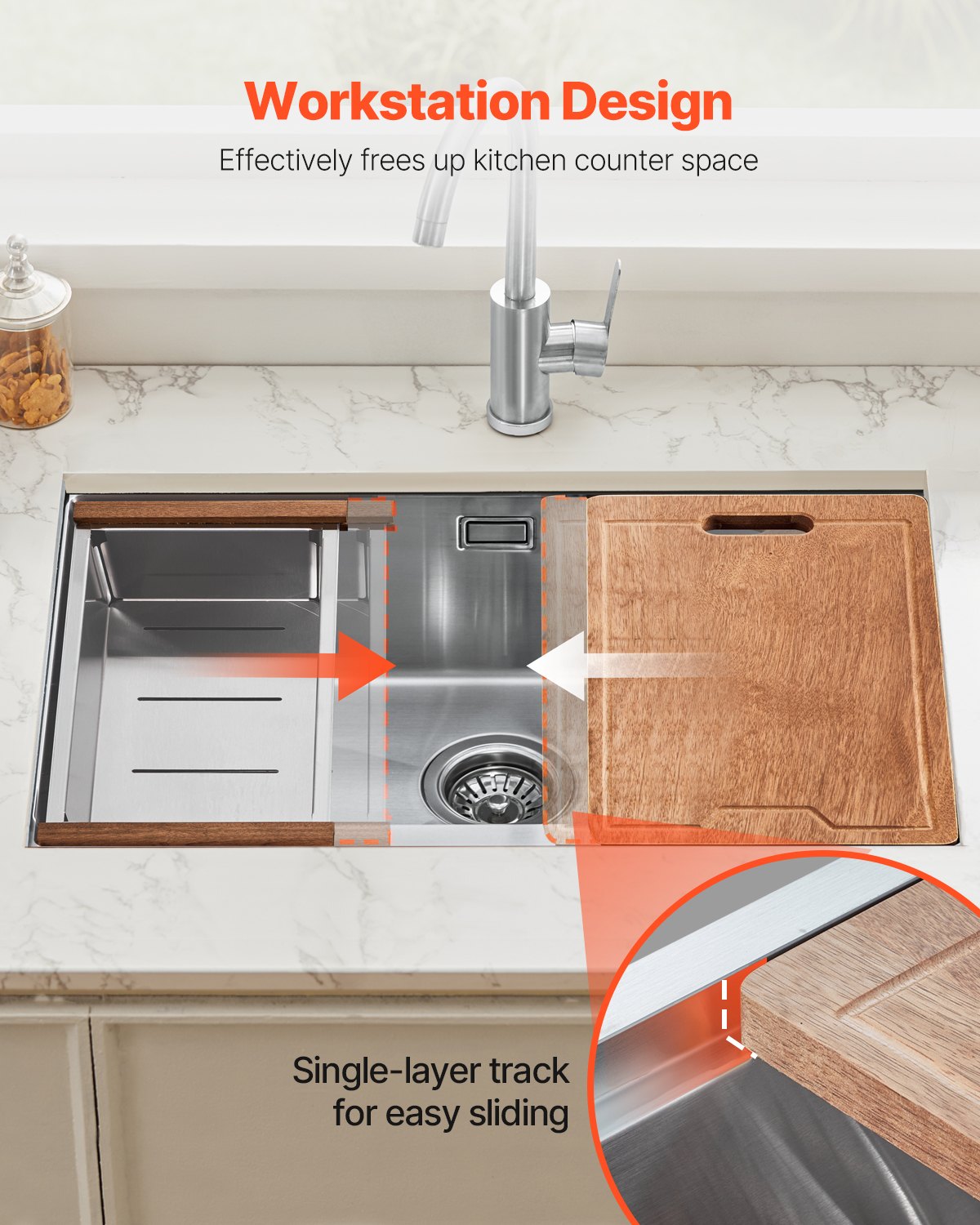 Vevor Kitchen Sink 30" Undermount Single Bowl Basin Stainless Steel New