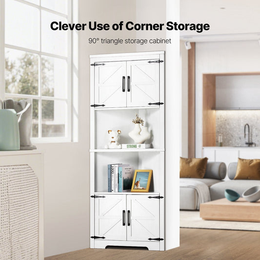 Vevor Corner Storage Cabinet 68" with Wooden Doors Adjustable Shelves New
