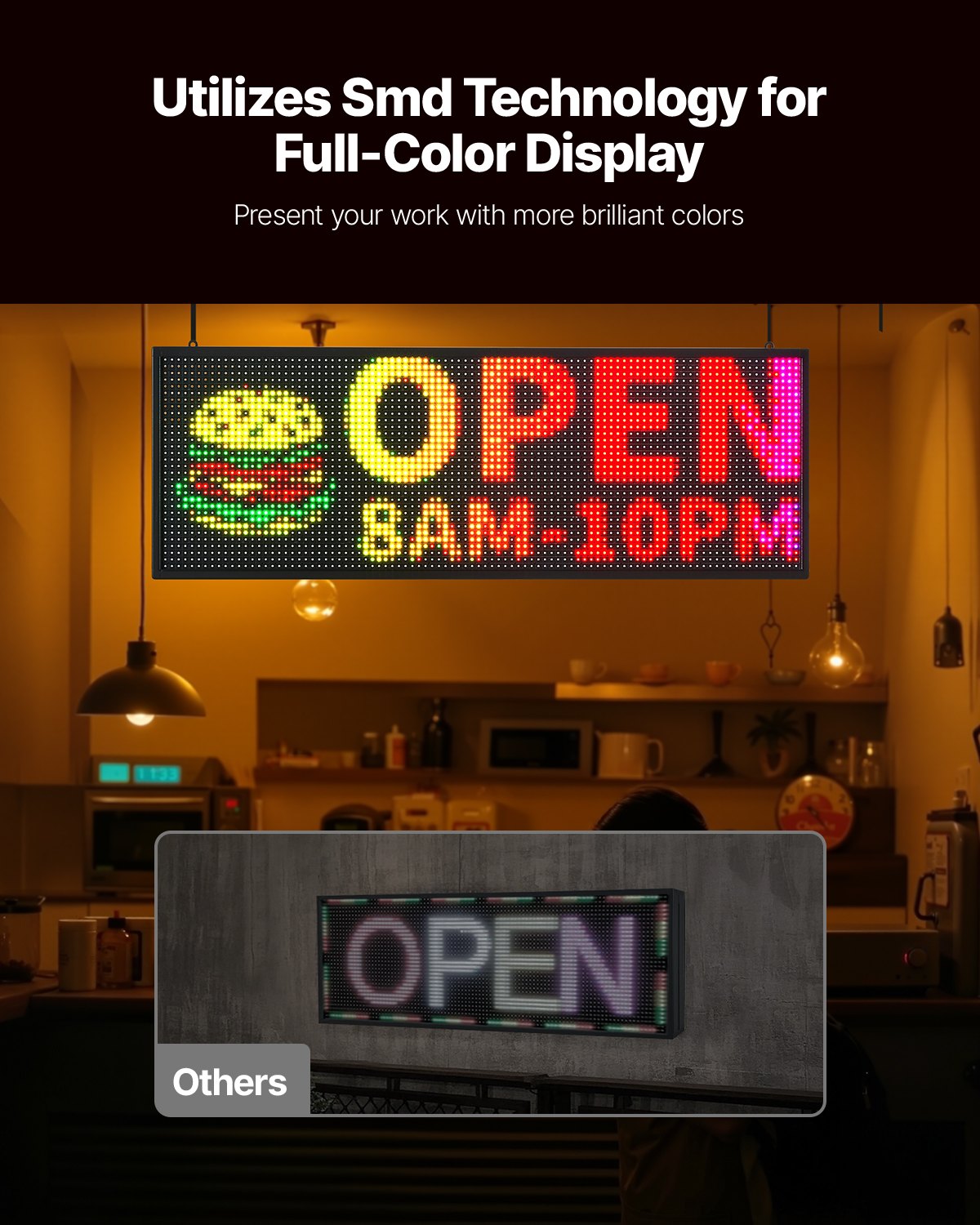 Vevor LED Sign Full-Color Programmable Digital Scrolling Display 40" x 14" New