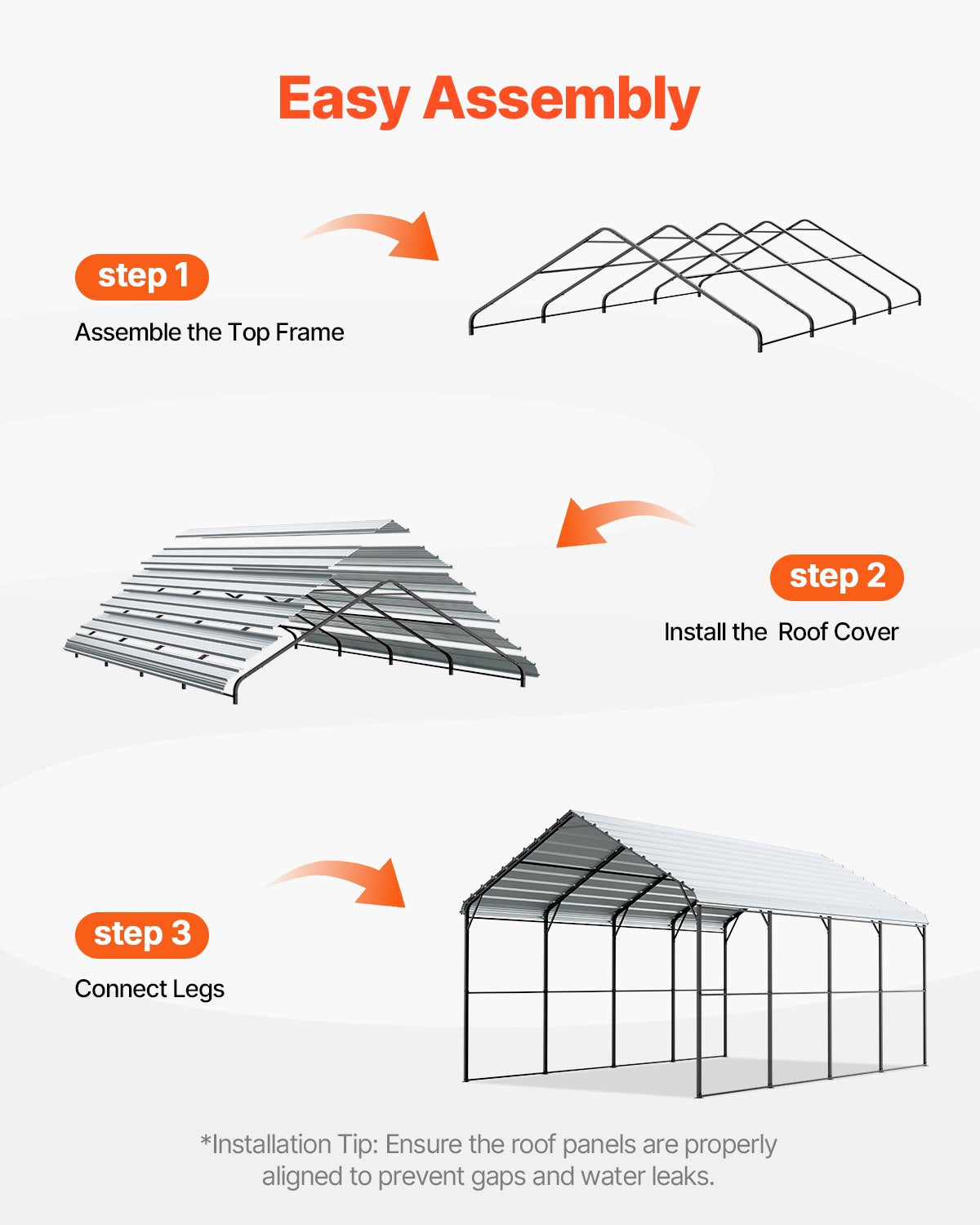 Vevor Metal Carport Heavy Duty Garage Shelter 12 x 20 FT with Removable Sidewall New