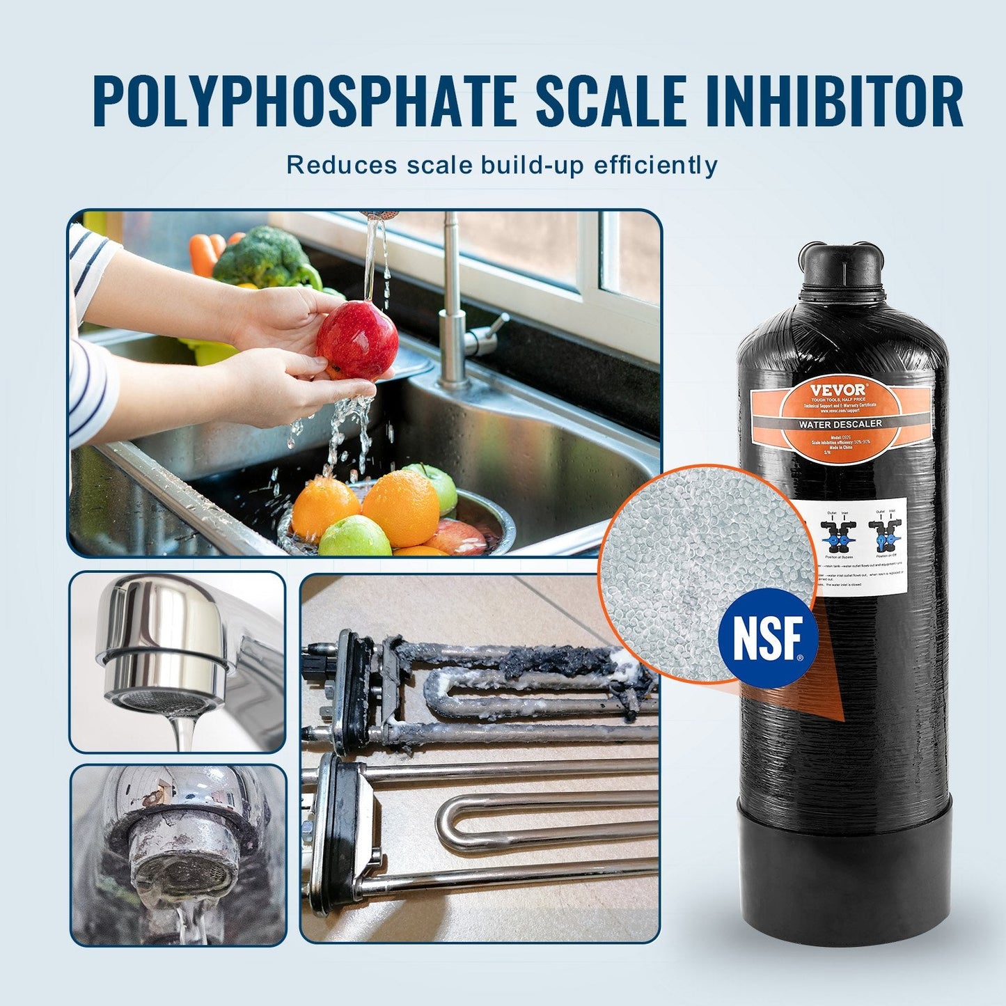 Vevor Salt Free Water Descaler System 7 GPM For Whole House 2-3 Person Family New